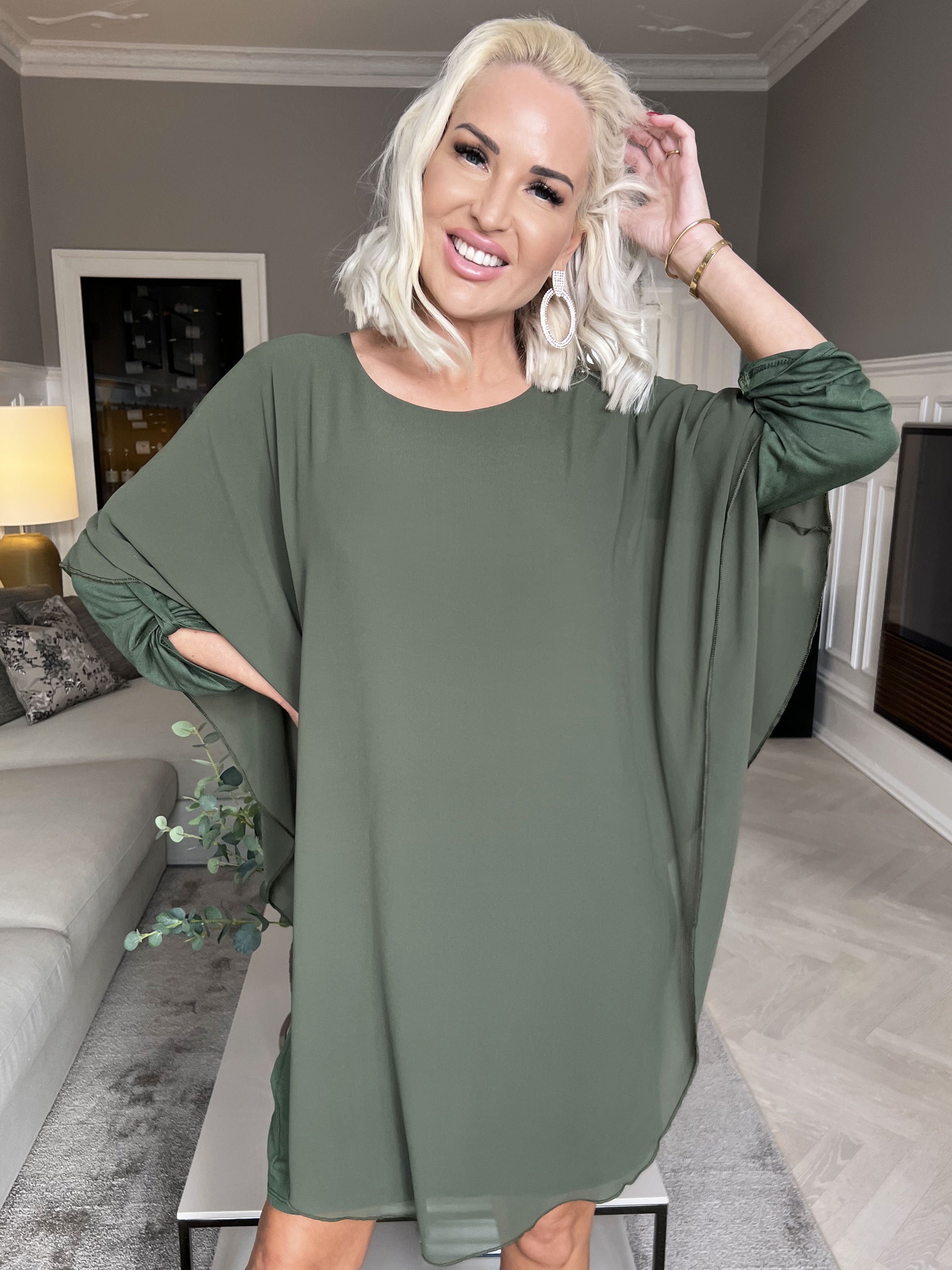 Kenya Long Sleeve - Tunikakjole med chiffonlag